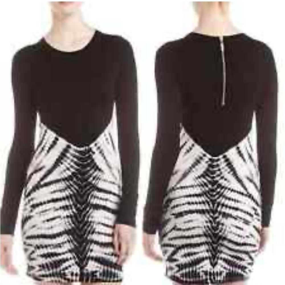Young Fabulous & Broke Black and White Long Sleeve Patterned Dress